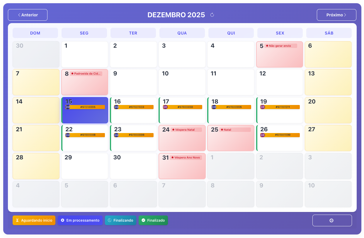 Calendário de envios em trânsito Mercado Livre Full - controle de reposições pendentes na Magiic